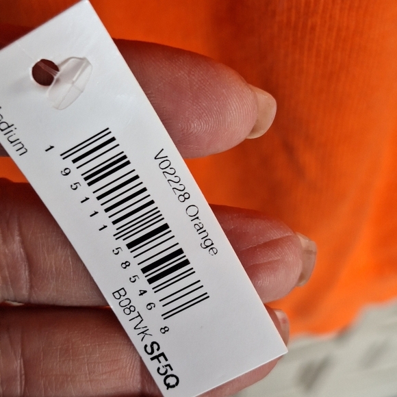 Men's Amazon Essentials SzM Primary Orange Long Sleeves V Neck New W Tags - Picture 11 of 11